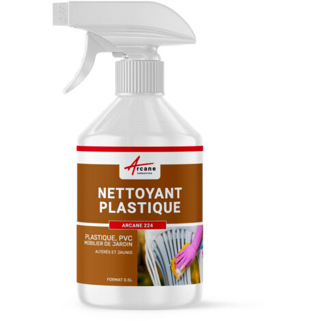Arcane Industries – Nettoyant rénovateur pour plastique et PVC – 500 ml – Redonne l'aspect neuf aux surfaces altérées – pH neutre pour usage sécurisé