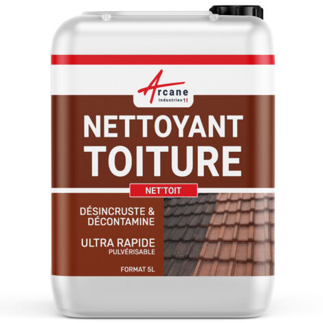 Arcane Industries – Nettoyant spécial toiture 5L – Action ultra rapide – Algicide concentré pour tuiles, béton et ardoise – Application par pulvérisateur