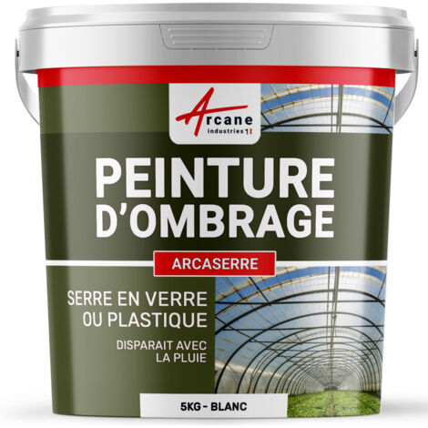 Arcane Industries – Peinture d'ombrage pour serres et vitrages – 5 kg blanc – À base de copolymères acryliques – Pour plastique et verre
