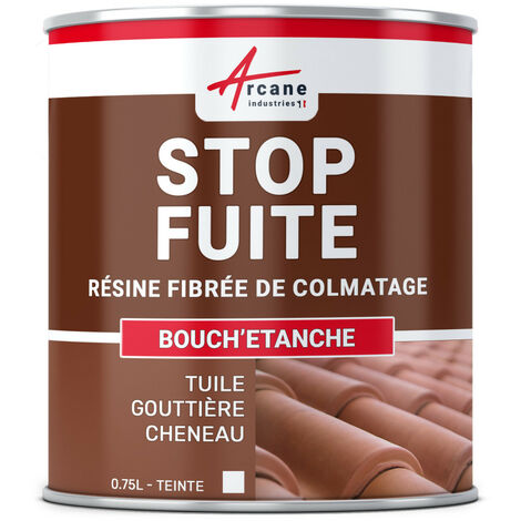 Arcane Industries – Peinture fibrée de colmatage pour étanchéité – Résine acrylique microporeuse – Élastique et résistante aux intempéries – 0.75 L blanc