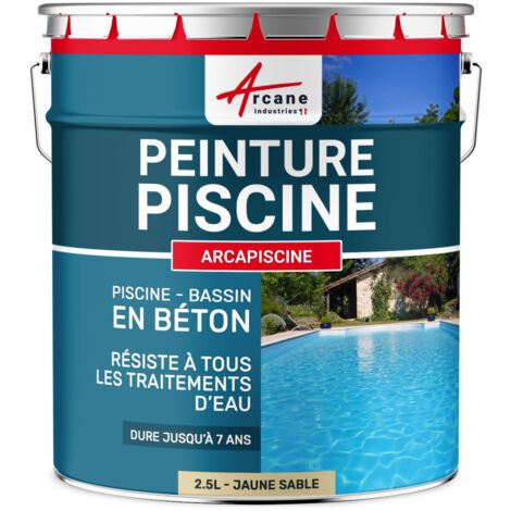 Arcane Industries – Peinture piscine imperméable 2.5 L – Jaune sable RAL 1002 – Pour béton et ciment – Durabilité jusqu'à 7 ans