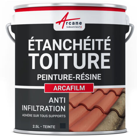 Arcane Industries – Peinture résine d'étanchéité pour toiture – Revêtement élastique pour tuiles et béton – Résistance intempéries et UV – 2.5 L Ardoise