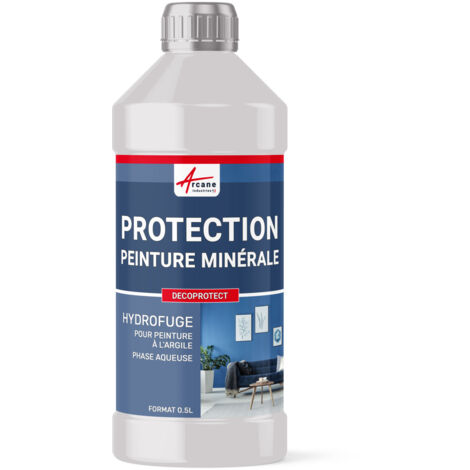 Arcane Industries – Protection hydrofuge peinture minérale 0.5 L – Pour revêtements à base d'argile – Séchage rapide – Application en deux couches