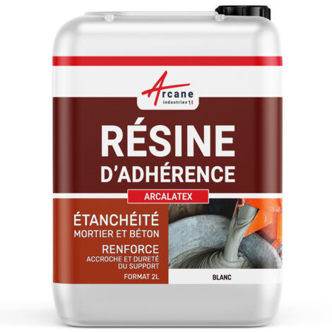 Arcane Industries – Résine d'accrochage pour béton et mortier – 2 L – Liquide blanc laiteux – Renforce l'étanchéité et l'adhérence