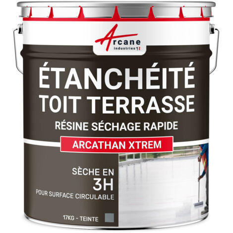 Arcane Industries – Résine d'étanchéité polyuréthane 17 kg – Couleur gris argent RAL 7001 – Séchage rapide 3H – Couvre jusqu'à 11 m² en 2 couches