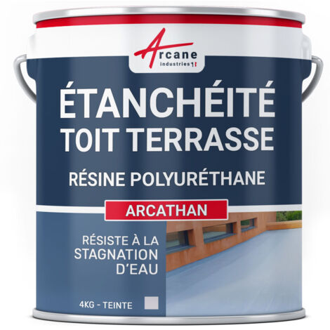 Arcane Industries – Résine d'étanchéité mono-composante pour toiture terrasse – 4 kg gris – Membrane hydrophobe 100% étanche – Résistance au gel et à la neige