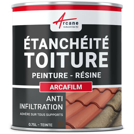 Arcane Industries – Résine d'étanchéité pour toiture – 0.75 L brun – Élastique et microporeux – Pour béton, tuile, bois, zinc, acier galvanisé