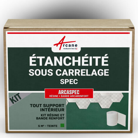 Arcane Industries – Résine d'étanchéité sous carrelage 5m² – Kit complet avec bande de renfort – Très épaisse et résistante – Pour douches et salles de bains