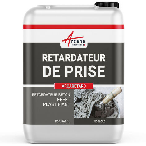 Arcane Industries – Retardateur de prise pour béton 1 L – Effet plastifiant – Retarde la prise de 4 à 36 heures – Pour chantiers humides et fortes chaleurs