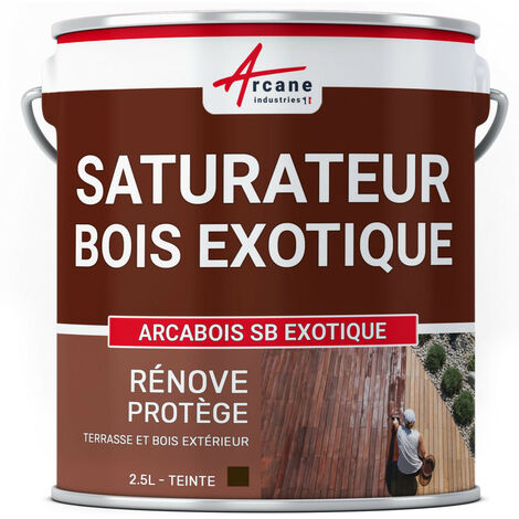 Arcane Industries – Saturateur bois exotique 2.5 L – Protection durable pour teck, ipé, cumaru – Teinte chêne foncé – Surface jusqu'à 12.5 m²