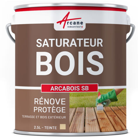 Arcane Industries – Saturateur bois extérieur 2.5 L – Protection anti-UV – Non filmogène – Rendement jusqu'à 12.5 m² – Pour bois locaux poreux