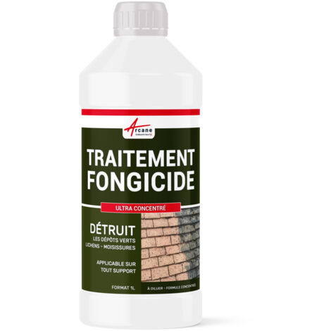 Arcane Industries – Traitement fongicide ultra concentré 1L – Antimousse pour toiture et façades – Élimine algues et lichens – Prêt à l'emploi