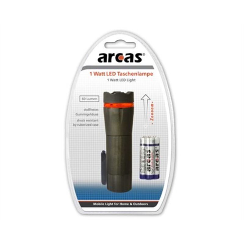 5 w lampe de poche, noir, portée lumineuse, aluminium lampe de table led 1 w - 60 lumens - Arcas