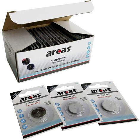 Arcas Jeu de piles bouton 5x CR2016 · 5 x CR2025 · 30 x CR2032