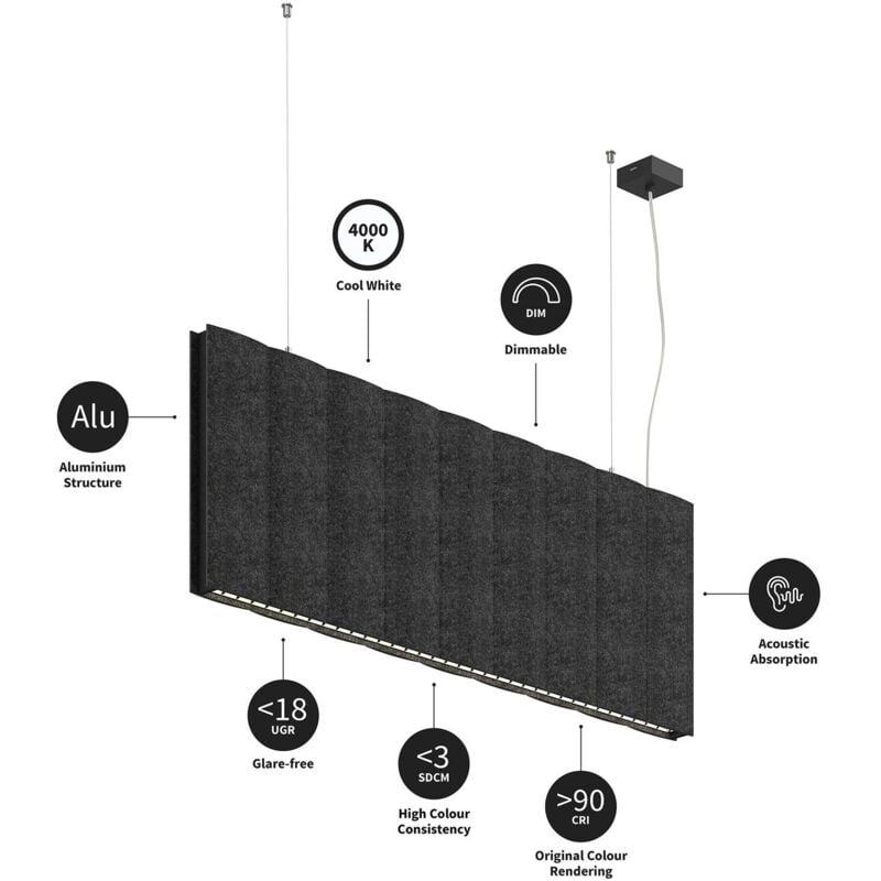 

Faoma colgante LED de oficina fieltro gris - Arcchio