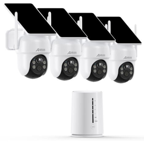 ANRAN ARCCTV Kit Caméra de Surveillance Extérieur Sans fil 4MP avec 4 caméras batteries solaires Station de base Plug andPlay Carte sd 64G