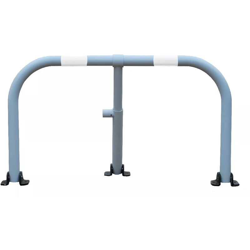 Arceau parking blanc bandes blanches - arceau anti-stationnement avec serrure intégrée