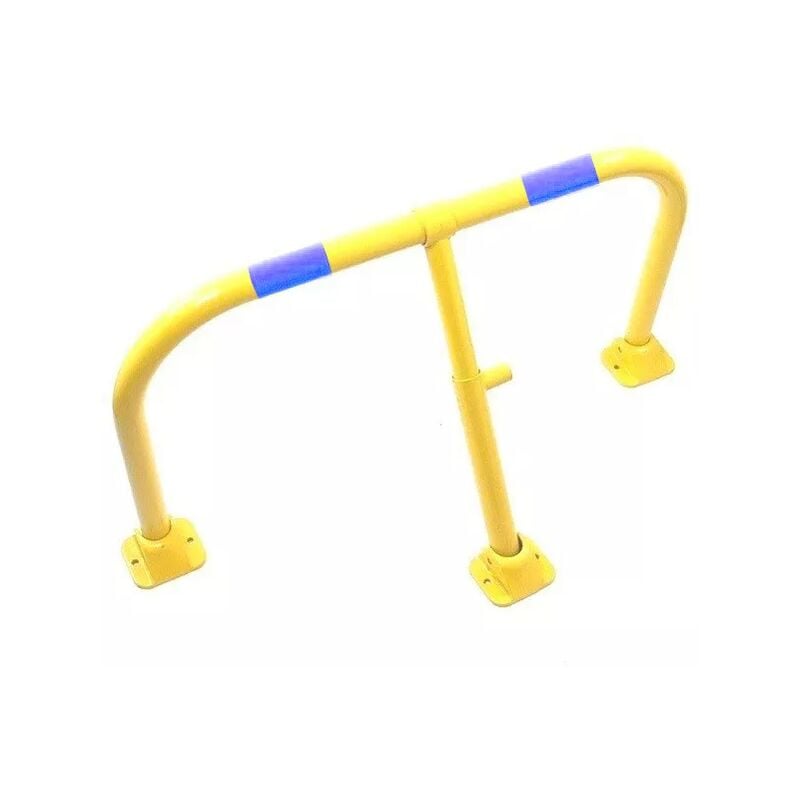 Arceau parking jaune bandes bleues - arceau anti-stationnement avec serrure intégrée