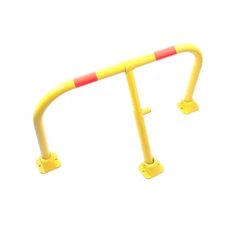 Arceau parking jaune bandes rouges - arceau anti-stationnement avec serrure intégrée