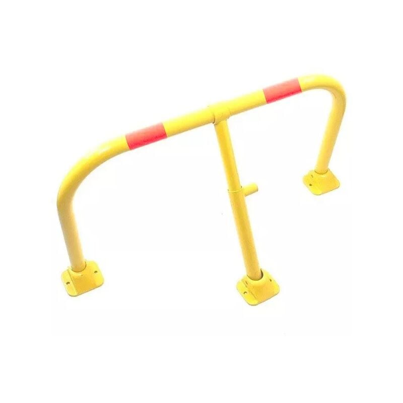 Arceau parking jaune bandes rouges - arceau anti-stationnement avec serrure intégrée (barillet s'entrouvrant)