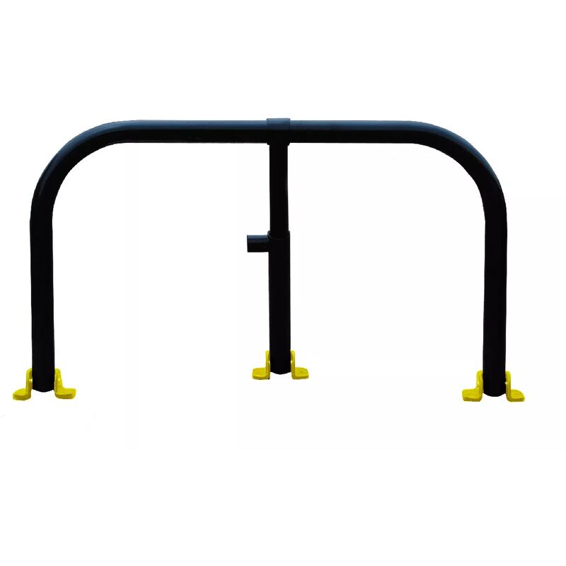 Arceau parking noir pieds jaunes - arceau anti-stationnement avec serrure intégrée (barillet s'entrouvrant)