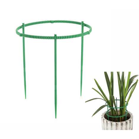 Arceaux de Support de Plantes [PP Plastique Vert] - Kit de 3 ou 4 Supports Adjustables avec Design Arrondi pour Pivoines, Roses, Plantes Grimpantes, Pots d'Interieur (20cm, 26cm, 24.5cm)