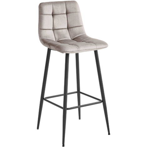 ARCETO Hocker – dunkelbeiger Samt / schwarze Beine x 1