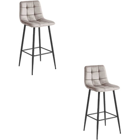 ARCETO Hocker – dunkelbeiger Samt / schwarze Beine x 2