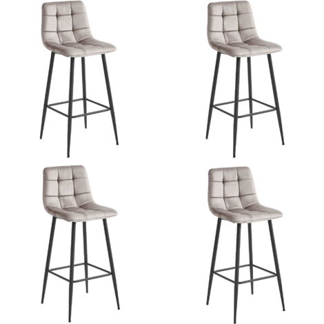 ARCETO Hocker – dunkelbeiger Samt / schwarze Beine x 4
