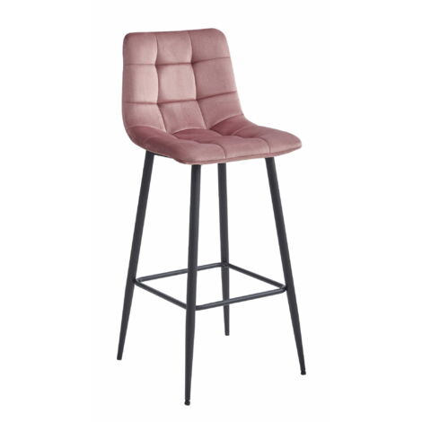 ARCETO Hocker – dunkelrosa Samt / schwarze Beine x 1