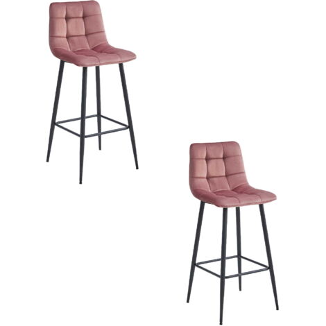 ARCETO Hocker – dunkelrosa Samt / schwarze Beine x 2