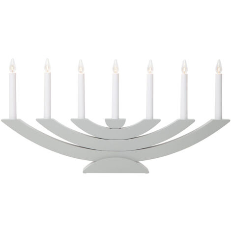 Arche à bougies Star Trading 'Navida', pin verni, 7 flammes, fonctionnement sur secteur, blanc, gris clair, L 60 cm