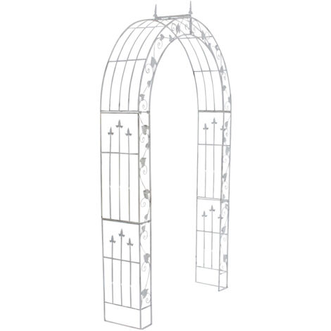 Arche à rosier décoration de de jardin plantes rosiers 247x147 cm en métal blanc vieilli 100003928