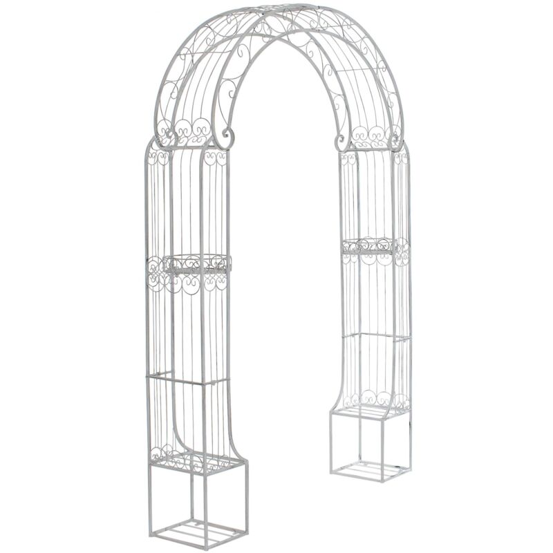 Décoshop26 - Arche à rosiers arceau support pour plantes grimpantes en métal blanc vieilli 100003916