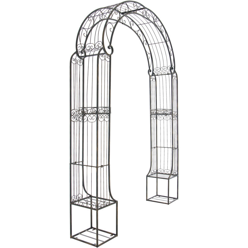 Décoshop26 - Arche à rosiers arceau support pour plantes grimpantes en métal bronze 100003918