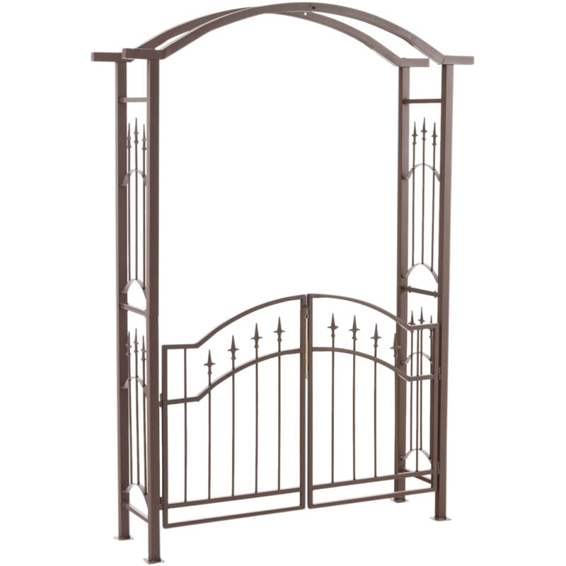 Décoshop26 - Arche à rosiers avec portillon plantes grimpantes décoration jardin en métal marron 100003942