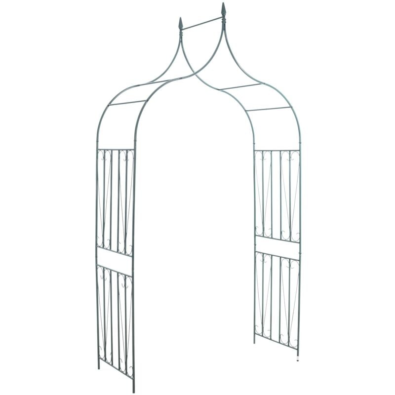 Arche à rosiers support pour plantes grimpantes décoration jardin 215x140 cm en métal vert 100003861