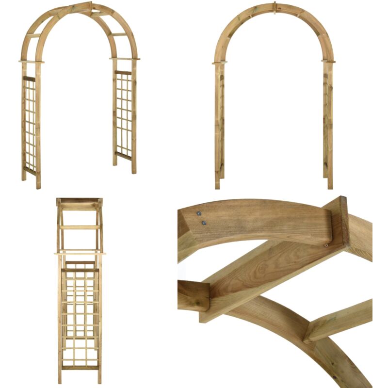 Arche avec treillis Bois de pin vert imprégné - arche de jardin - arches de jardin - Home & Living - Brun