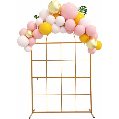 Arche de fond de mariage - Kit d'arche de ballon ronde en métal - Kit d'arche de ballons en métal - 2 m - Doré - Fond rond pour anniversaire, fête, Noël, mariage