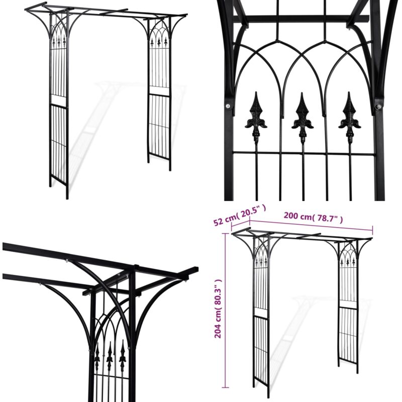 Arche de jardin 200 x 52 x 204 cm - Arche de jardin - Arches de jardin - Home & Living - Noir