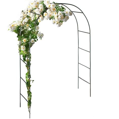 UNHO Arche de Jardin: Arche à Rosiers Métal Jardiniere pour Plantes Grimpantes Pergola de Jardin - 140x37x240cm