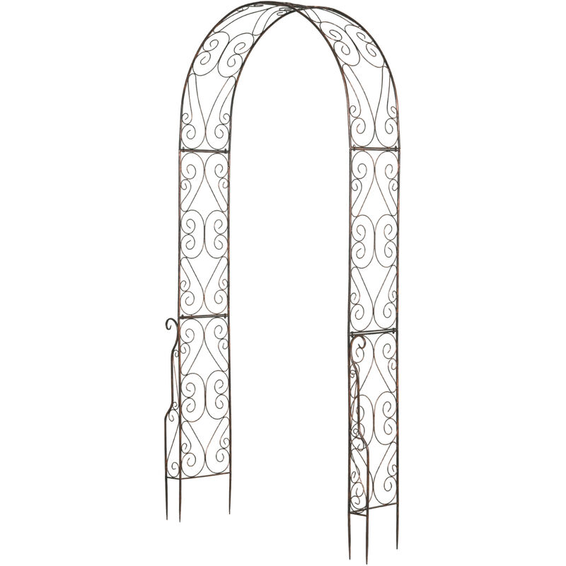 Outsunny - Arche de jardin arche à rosiers style fer forgé dim. 120L x 30l x 226H cm métal époxy noir vieilli cuivré