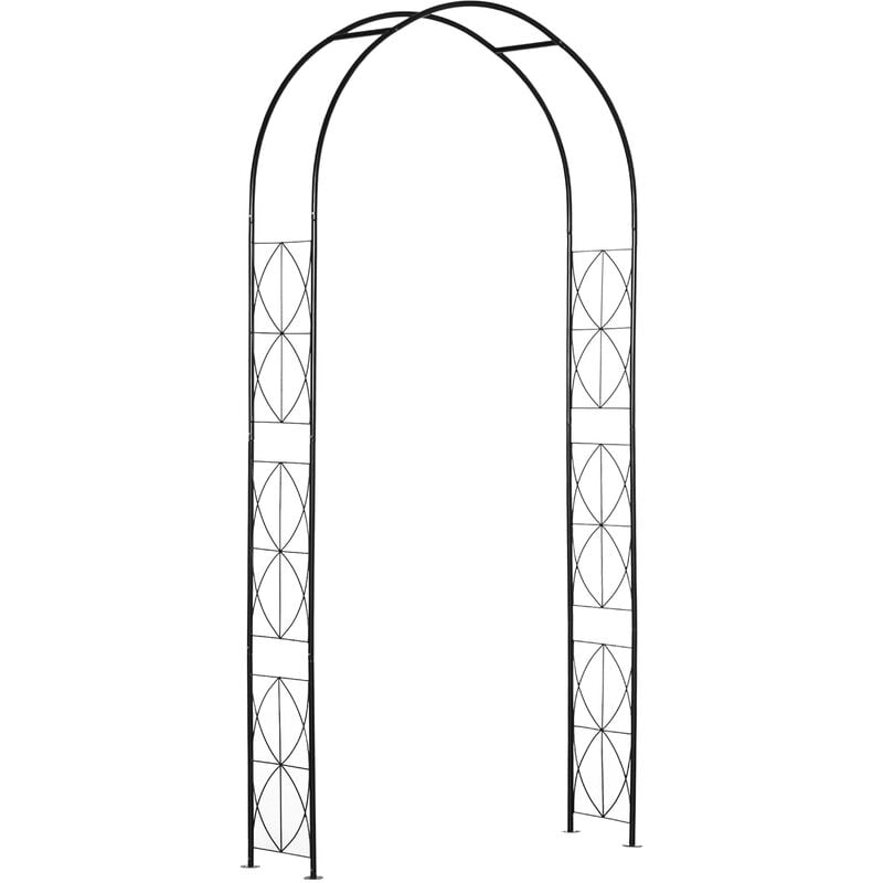outsunny - arche de jardin arche à rosiers treillis métal époxy noir - noir