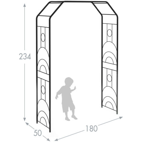 Arche de Jardin Art Déco Tube Carré 20 Noir Charbon 180x50x234 cm – Tuteur Plantes Grimpantes Made in France