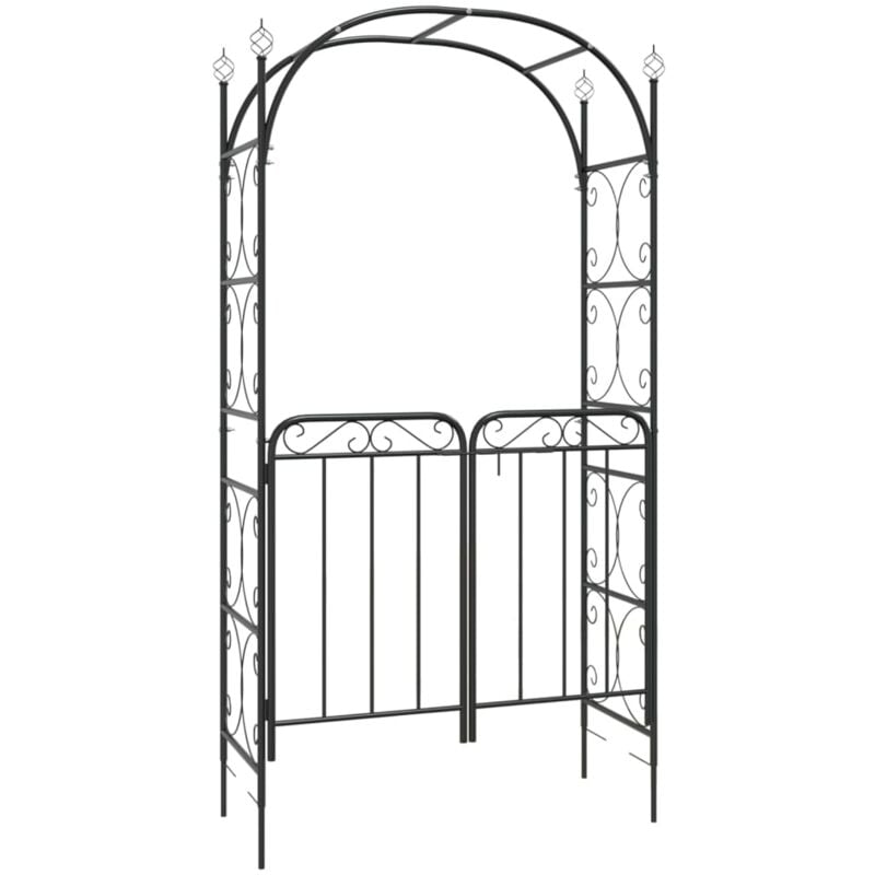 Vidaxl - Arche de jardin avec portail noir 108x45x235 cm acier