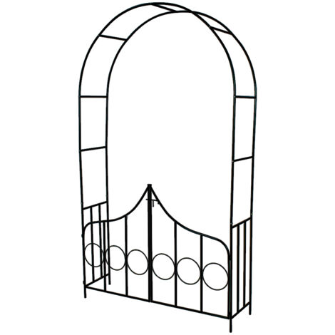 Tectake – Arche de jardin en acier laqué vert foncé – Hauteur 240 cm – Largeur 140 cm – Portillons verrouillables pour plantes grimpantes