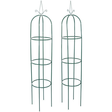 OXEO Arche de jardin en forme de tour X2 - Obélisque de Jardin pour plantes grimpantes et fleurs - Hauteur 205cm - verte en métal