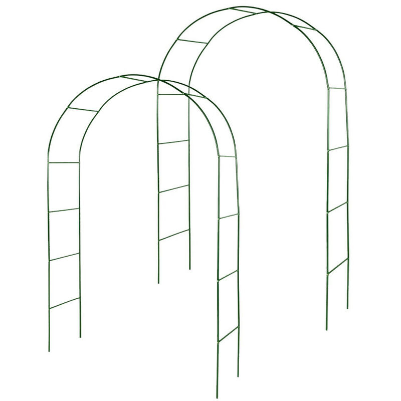 Oxeo - Lot de 2 arches de jardin métallique pour plantes grimpantes 140 cm vert foncé - vert foncé