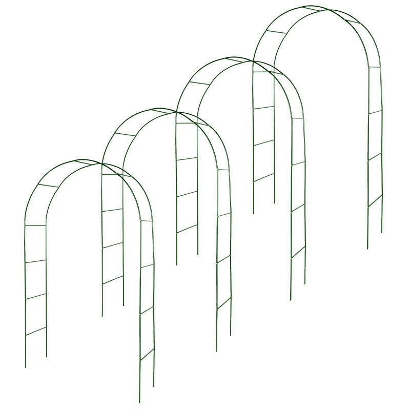 Oxeo - Lot de 4 arches de jardin métallique pour plantes grimpantes 140 cm vert foncé - vert foncé