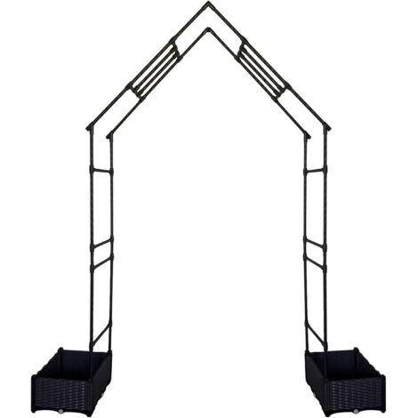 Arche de Jardin Paravent à Pointe avec Bac de Plantation, Fer + PE, Tuteur pour Plantes Grimpantes, Décoration Extérieur Résistante, 200x40x240 cm